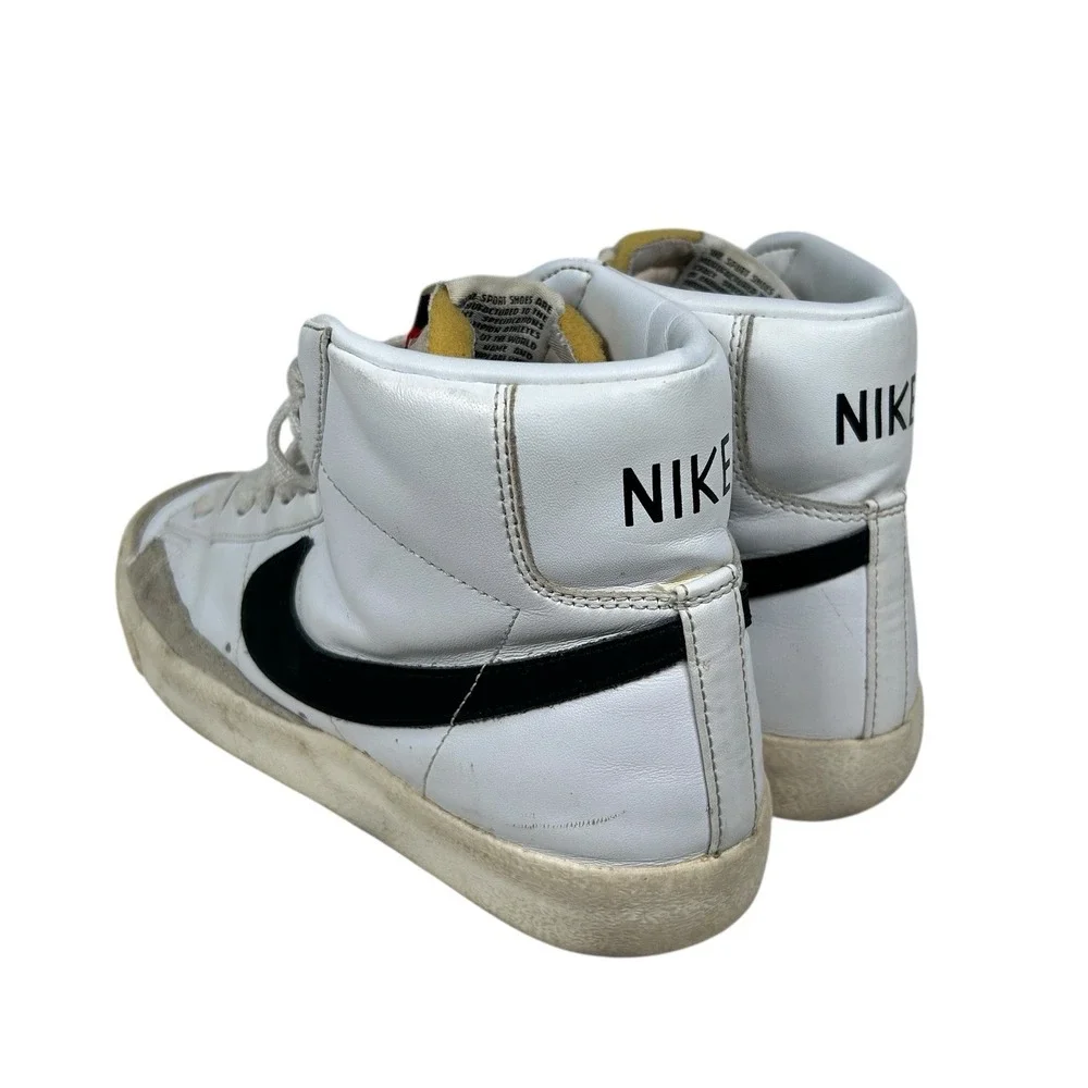 Nike Women's Blazer Mid '77‎ White Black Leather Shoes CZ1055-100 Size 8.5